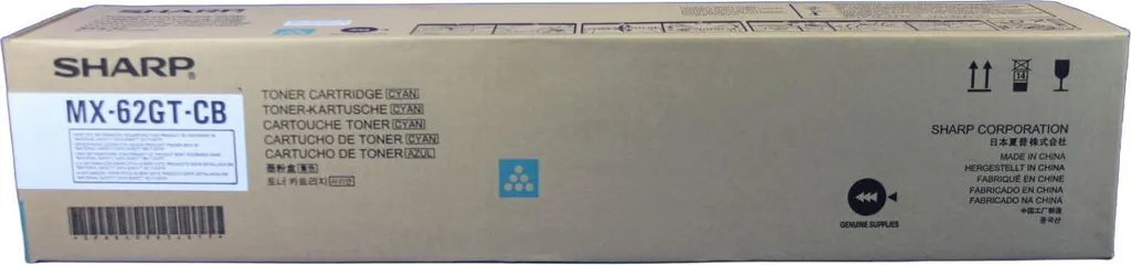 Toner laser cyan Sharp MX62GTCB pour impression de rapports 40k
