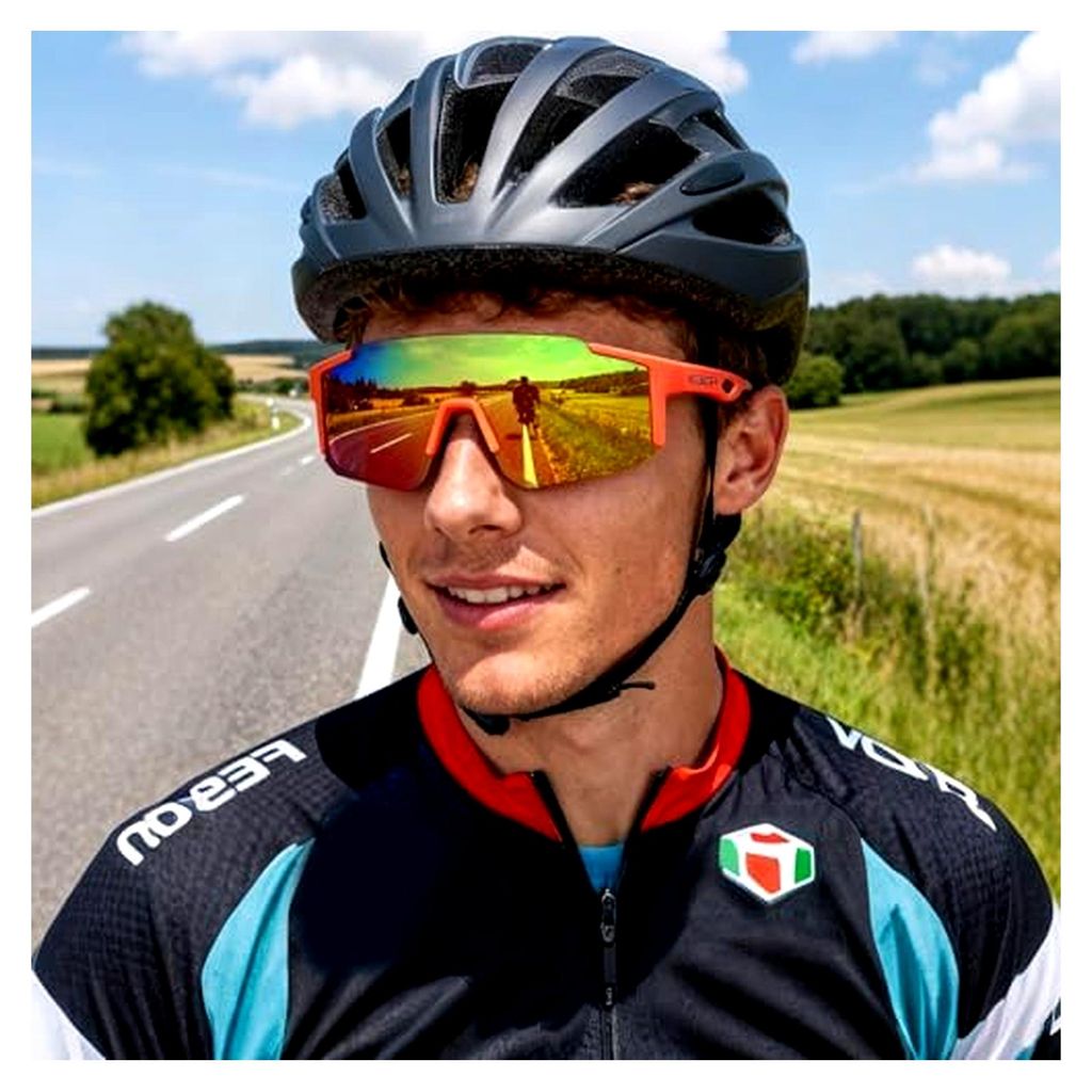 Polarisiert Fahrradbrille für Herren und Damen mit 4 Wechselgläsern und UV400 Schutz, geeignet für Radfahren, Laufen, Autofahren und Angeln