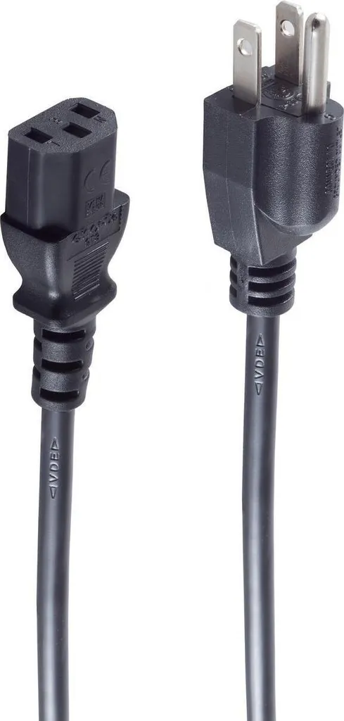 shiverpeaks BSUS60006 Câble d'alimentation USA Mâle Femelle Noir 1,8m