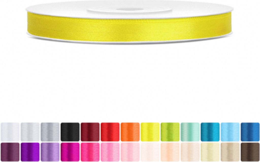 Satinband 6mm Gelb - 25 Meter Rolle Geschenk- & Produktbild 