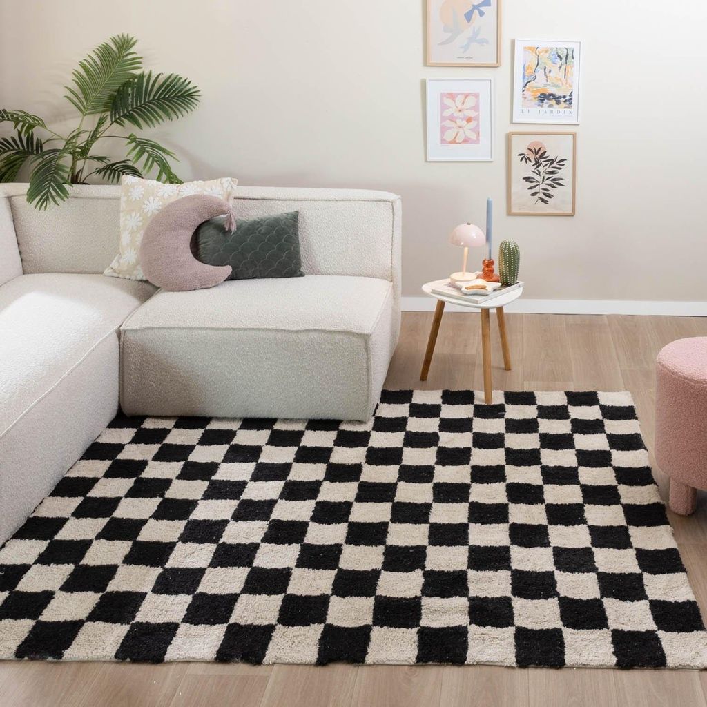 Volero - Tapis en coton - Gambit Noir/Blanc - 160x230 cm Image du produit 
