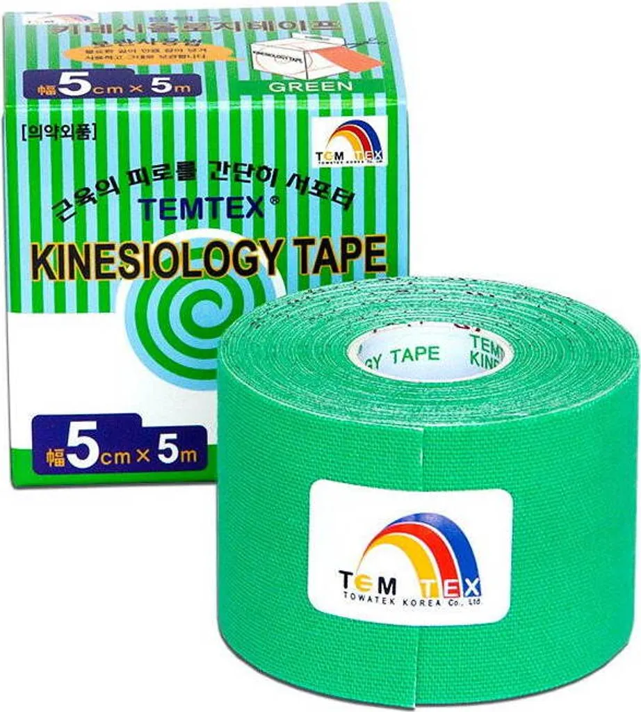 Bande de Kinesiology Tape Vert Tourmaline 5 cm : K-Tape Élastique Temtex