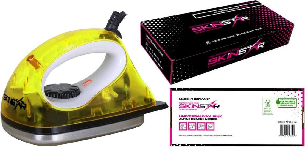 SKINSTAR Starter Ski Wachs Set, UNIVERSAL-WAX All IN ONE High Skiwachs Wachsbügeisen