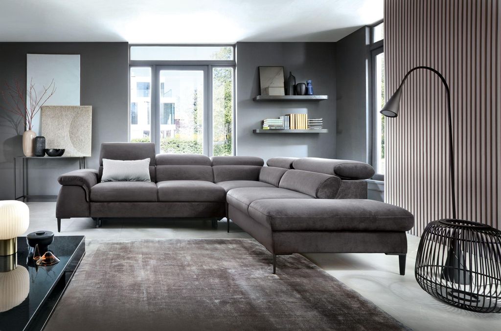 Masseno Ecksofa MESTO mit Schlaffunktion L-Form, Sofa mit Bettkasten, Wohnzimmersofa, Couch, Soffa, Bettsofa, Couchgarnitur- Grau, VOGUE 16