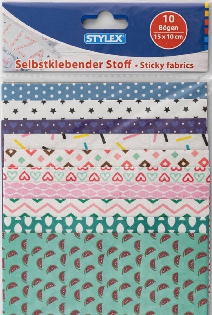 STYLEX Bastelstoff - 15 x 10 cm - selbstklebend - 10 Bogen - 4 Designs sortiert
