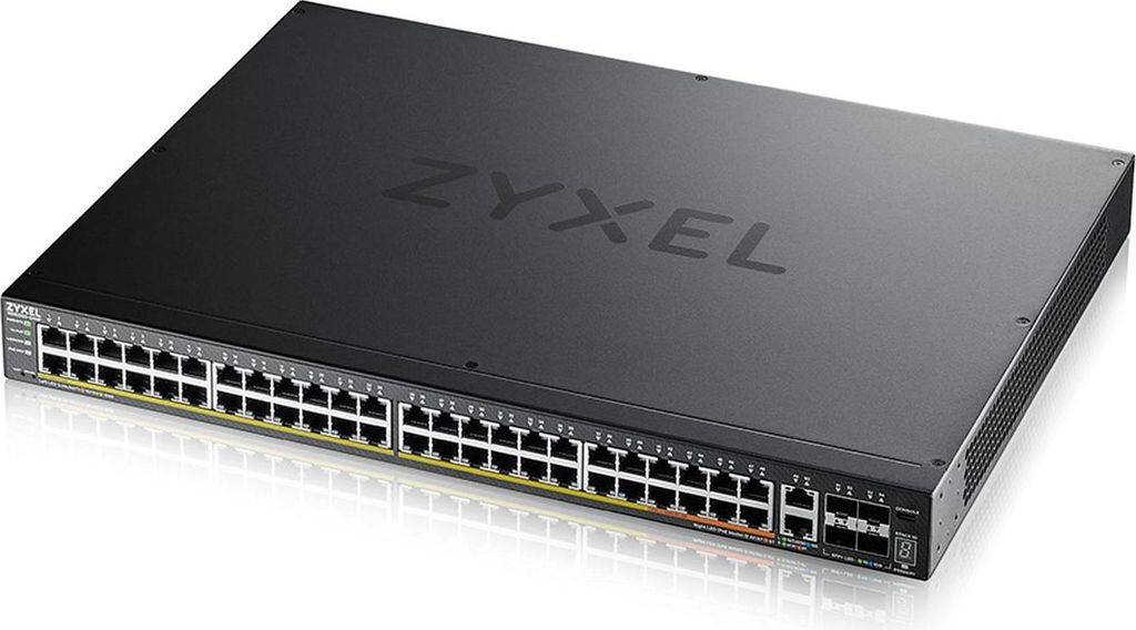 Zyxel XGS2220 Series XGS2220-54HP - Switch - 48 Port GbE L3 Access, NebulaFLEX Cloud, mit 6 10G Uplink - managed - 40 x 10/100/1000 (PoE+) + 8 x 10...