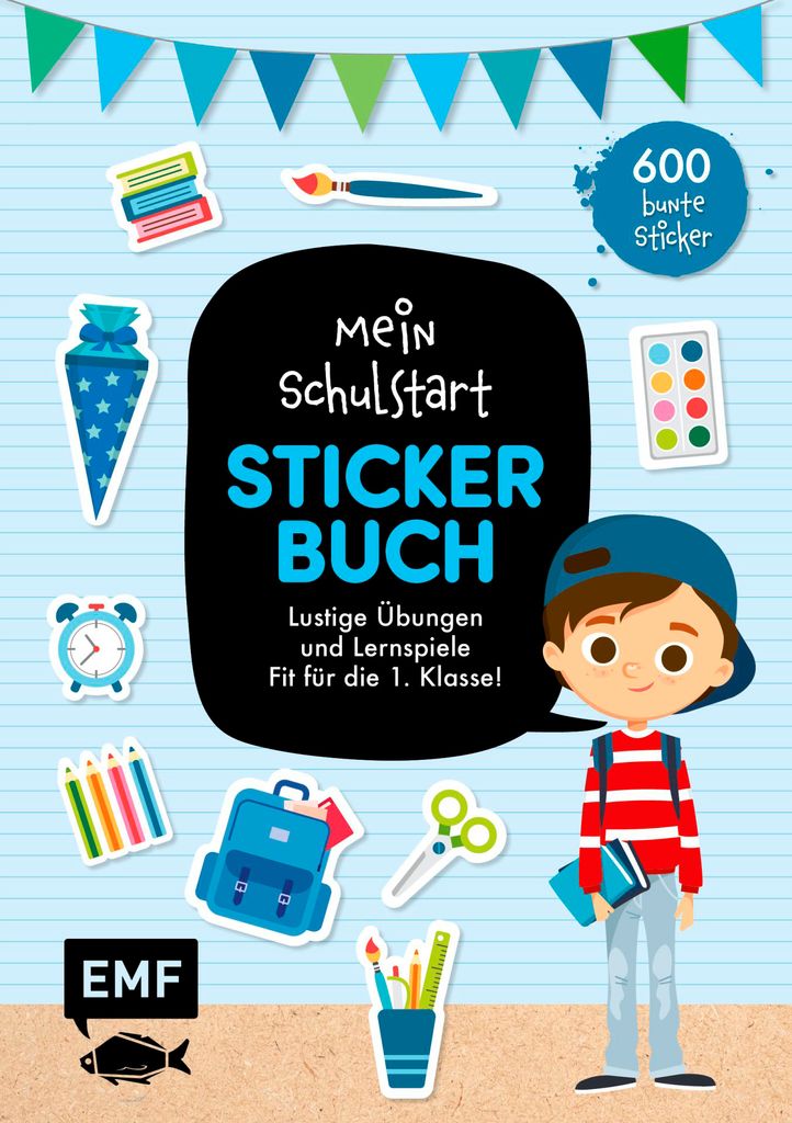 EMF Stickerbuch Schulstart 14.8 x 21.0 cm Kinder Aufkleber Buch Schule Blau