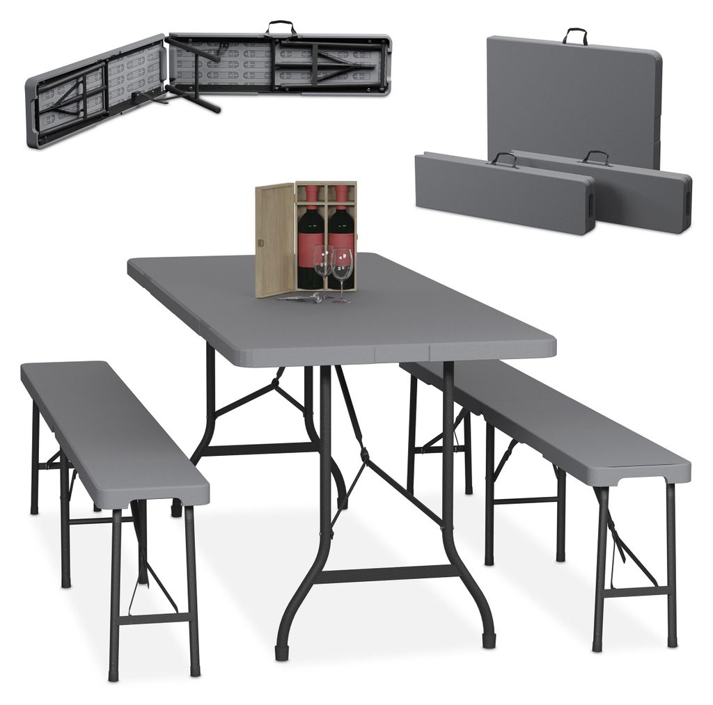 Relaxdays Bierzeltgarnitur klappbar, 3-tlg. Bierbank Set Produktbild 