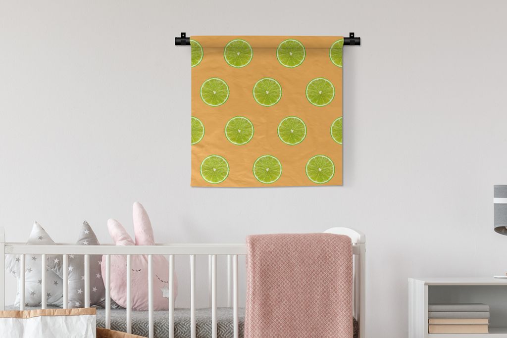 MuchoWow Wandteppich Wandbehang Limette - Pastell - Muster 60x60 cm Tapisserie Dekoration Wandtuch - Dekorationen - Wand Decke