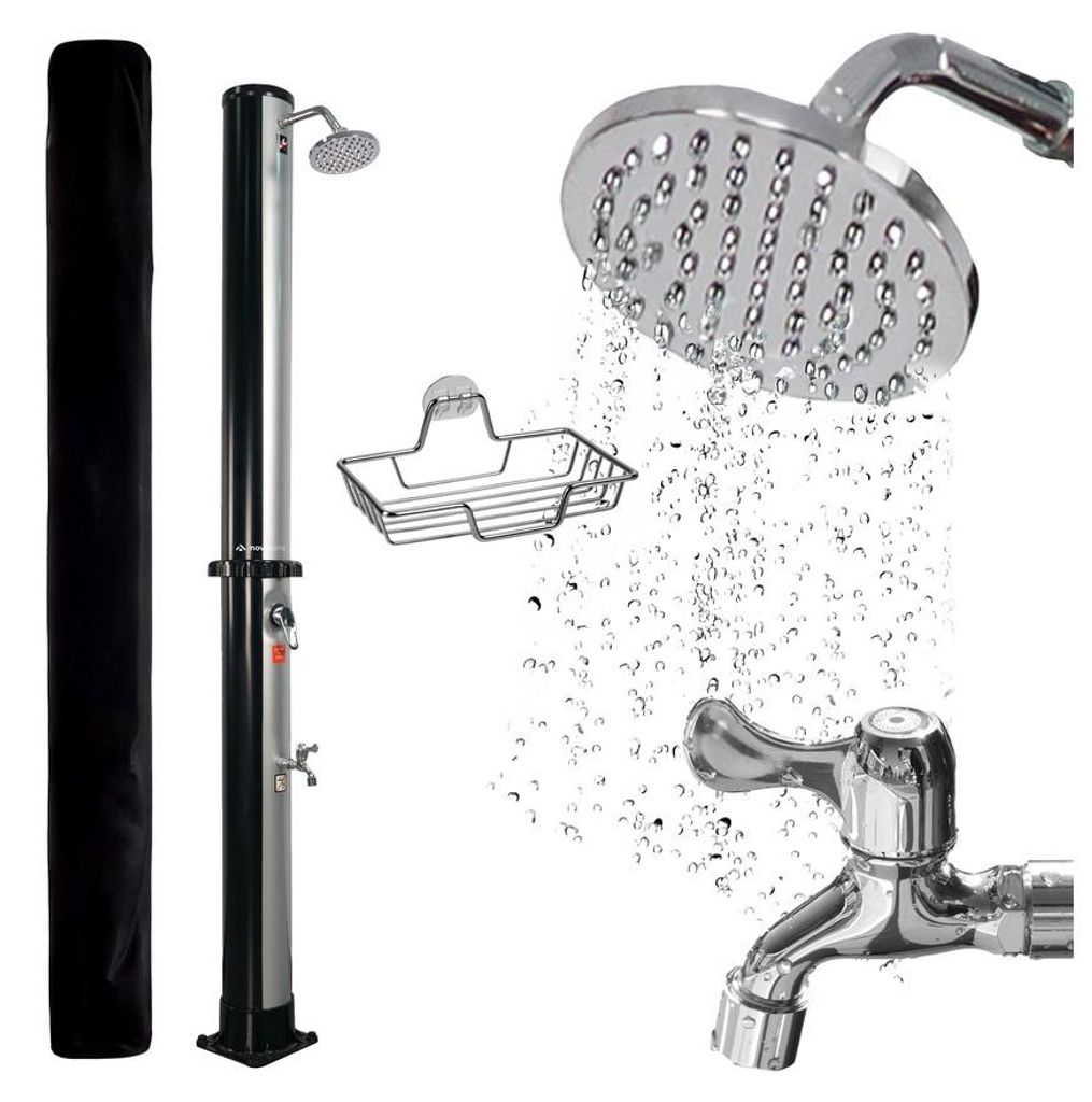 NovaTerra Solardusche 40L schwarz/silber  (Solartankdusche) Produktbild 