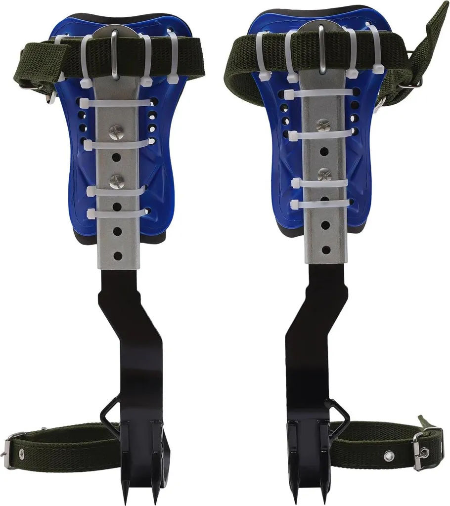 Kit pointes d'escalade réglables avec sangles et harnais confort bleu