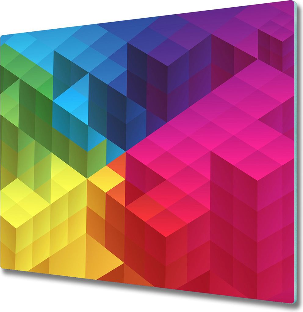Glas Herdabdeckplatte 60x52 cm Spritzschutz Glasabdeckplatte Schneidebrett Geometrische Figuren