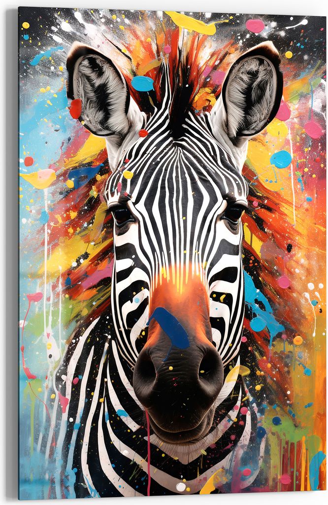 DEQOART Glasbild Echtglas 60x90 cm 'Zebrafarbenrausch' Produktbild 