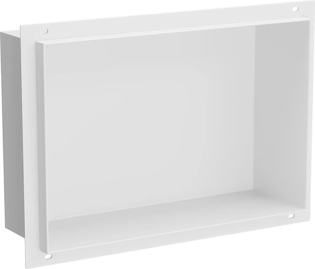 Qeke Nicchia doccia in acciaio inox, 61 x 20,3 cm, senza bisogno di piastrelle a parete, doppi ripiani, doccia a nicchia da incasso per bagno, nero opaco