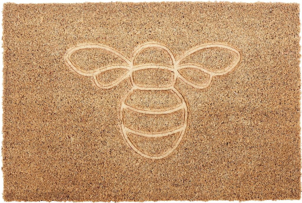 BELIANI Fußmatte Naturfarbe Kokos PVC-Rücken Anti-Rutsch 40 x 60 cm Bienenmotiv Modern Inneneinrichtung
