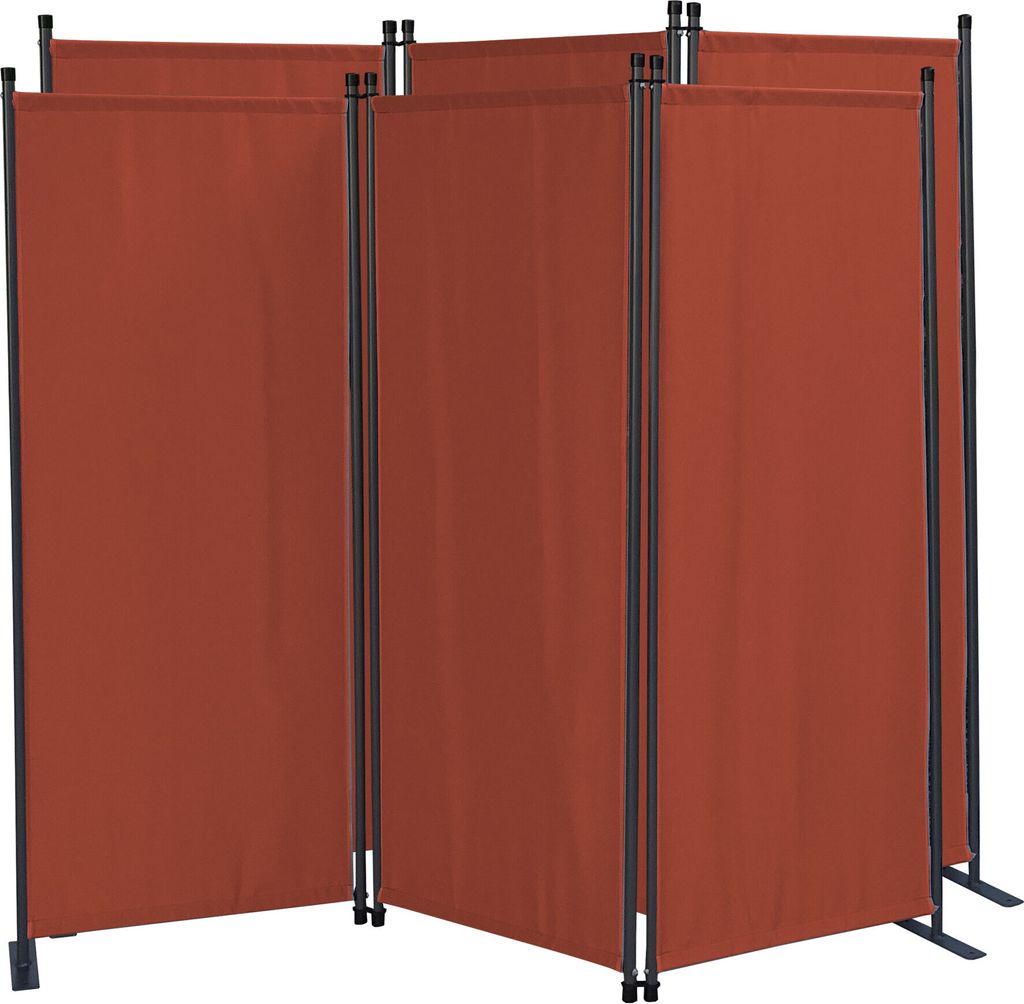 2 Stück Paravent 3 Teilig 170 x 165 cm Rotorange - Garten & Balkon Sichtschutz Stellwand Innen & Außen - Raumteiler Trennwand Faltbar Blickdicht ...