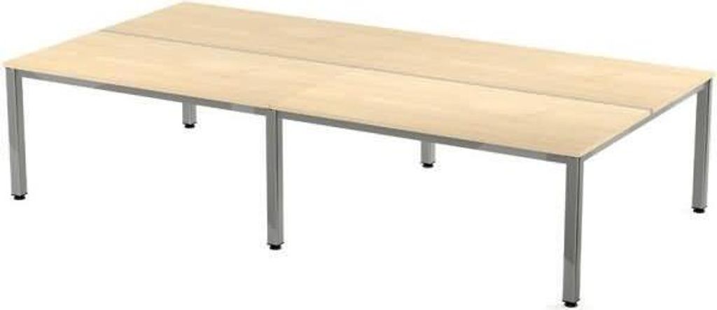 Mehrfacharbeitstisch Executive BxTxH 360x163x73cm Gestell verchromt Platte Melamin buche.