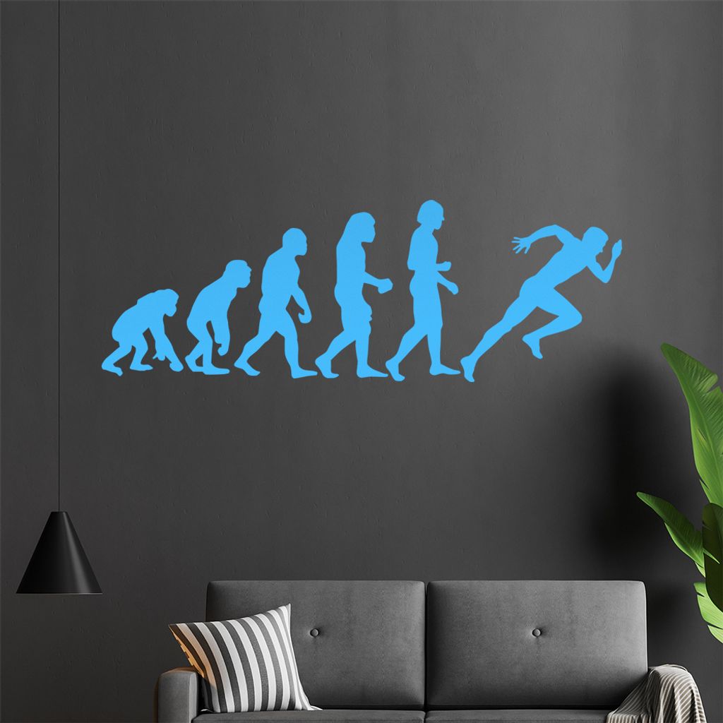 KIWISTAR Evolution Läufer Charles Darwin laufend Wandtattoo in 6 Größen - Wandaufkleber Wall Sticker - Dekoration, Küche, Wohnzimmer, Schlafzim...