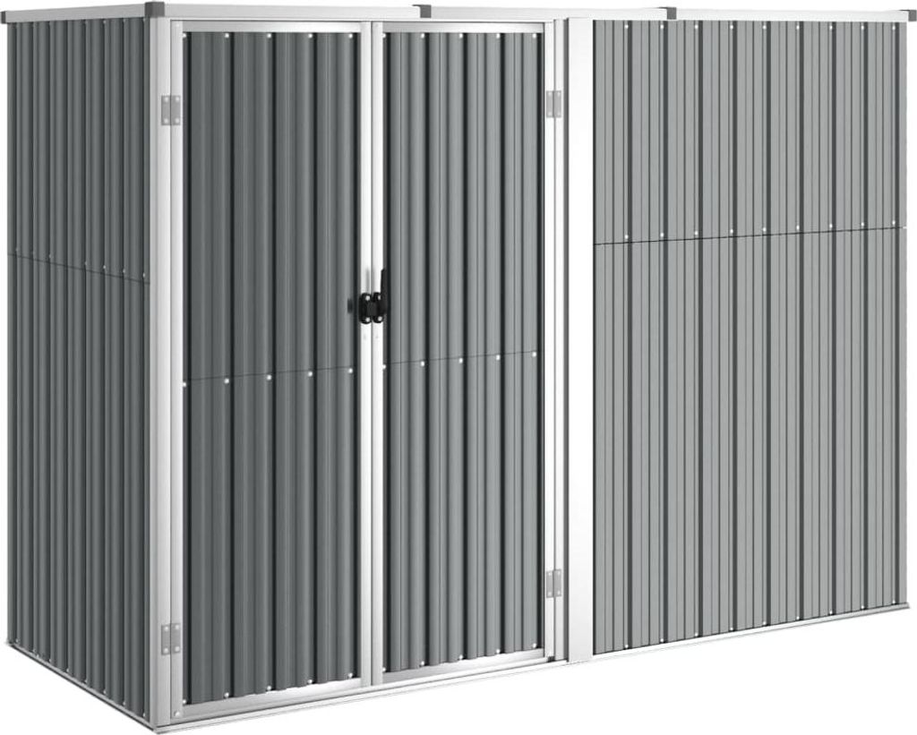 vidaXL Záhradný prístrešok sivý 225x89x161 cm Pozinkovaná Obrázok produktu 