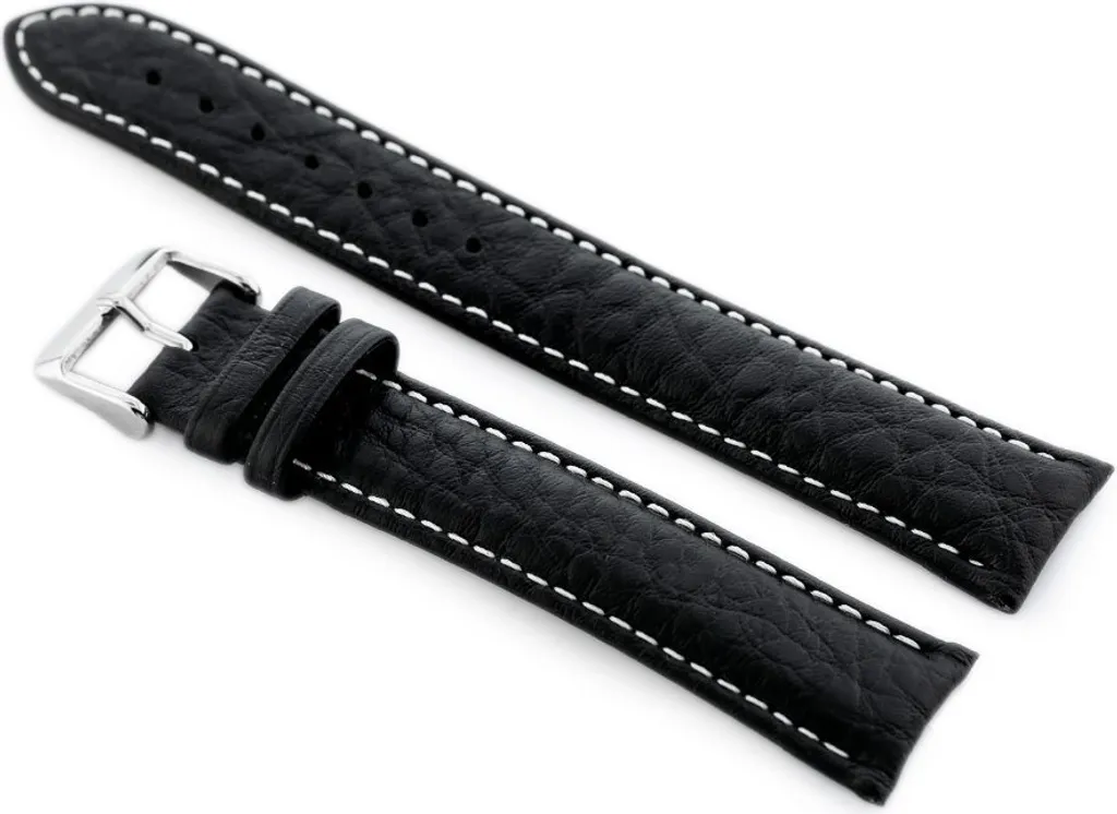 Cinturino Orologio In Pelle Nera 20 Mm – Ricambio A Sgancio Rapido, Lunghezza 20 Cm, Hemobllo - 3