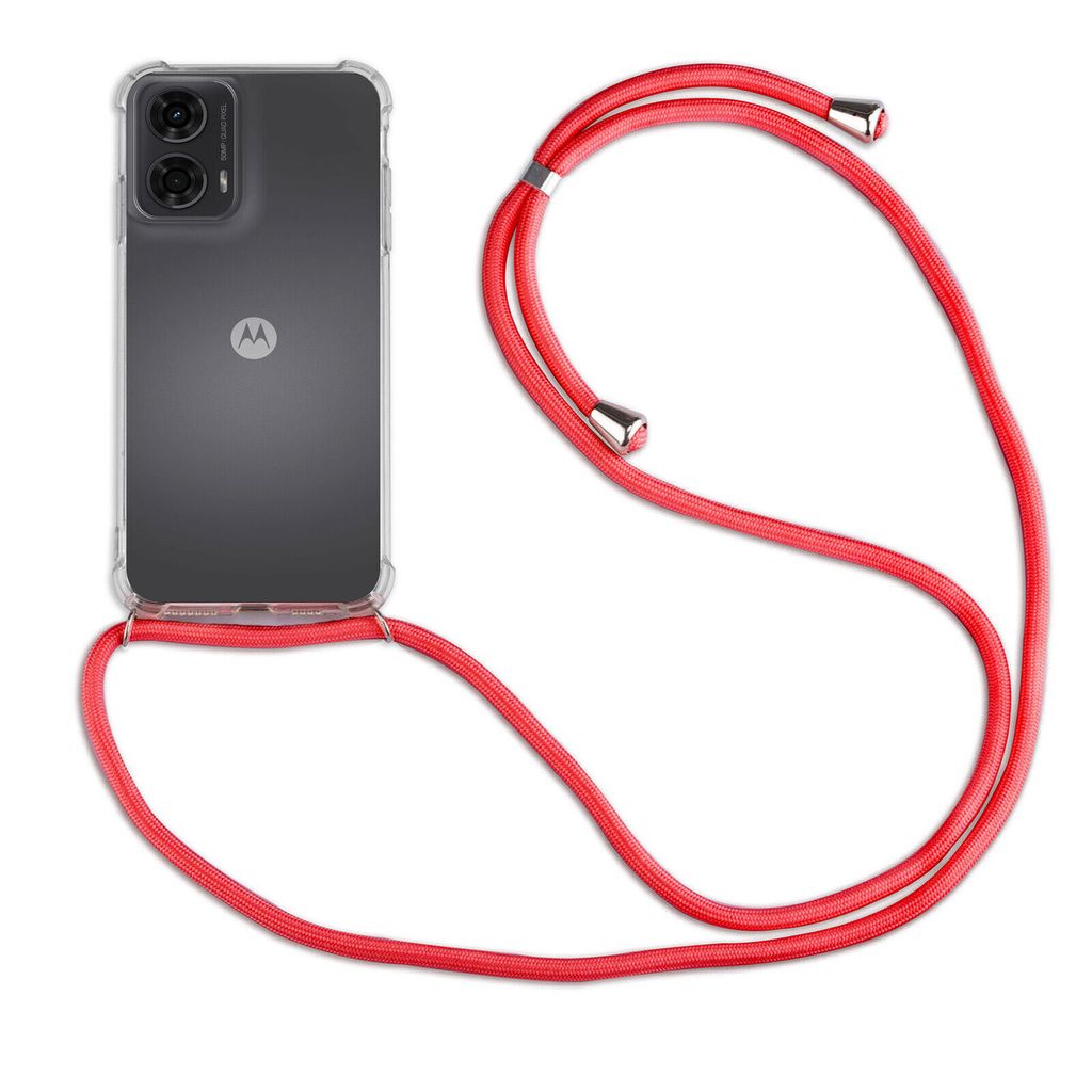 Handykette für Motorola Moto G85 Smartphone Halskette Hülle Handyhülle mit Korde Rot