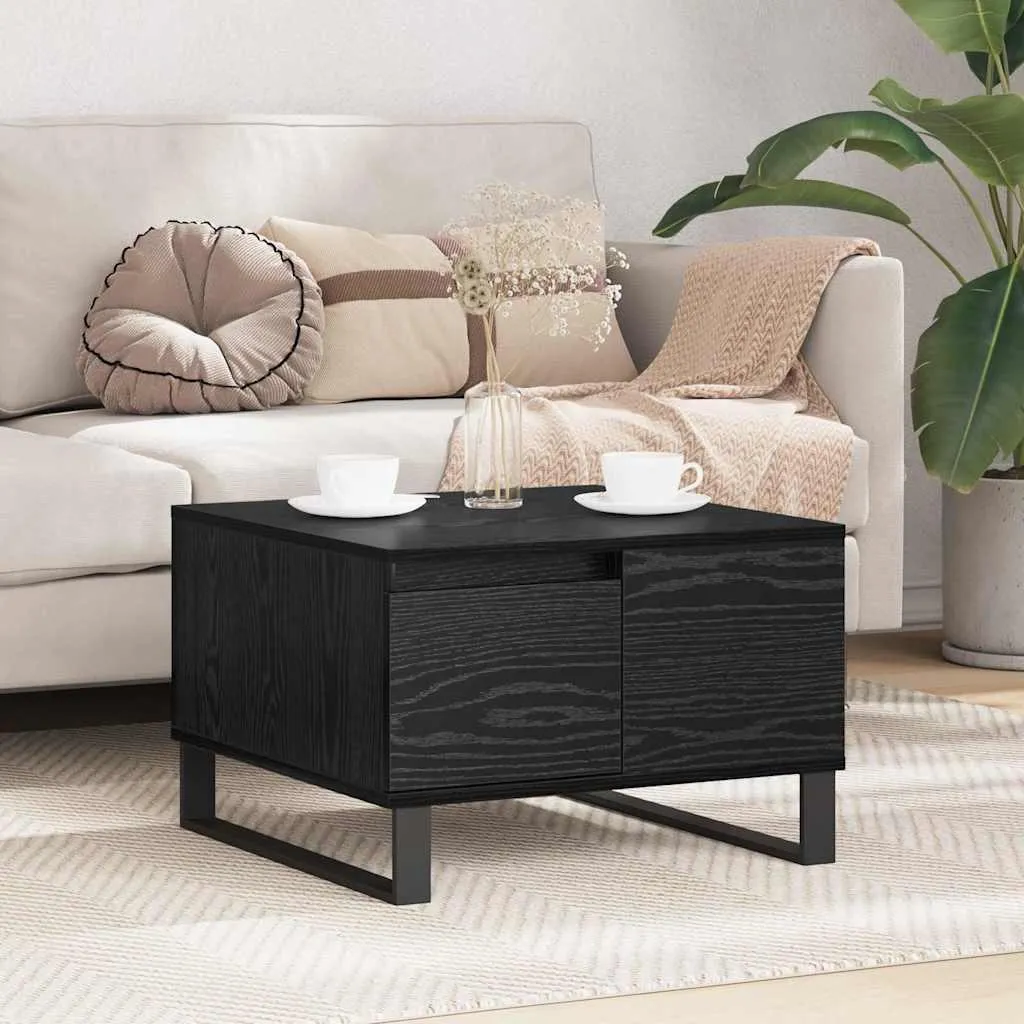 SYFAX™ Tavolino Quadrato con Cassetto Rovere Nero - Salvaspazio Moderno - 2