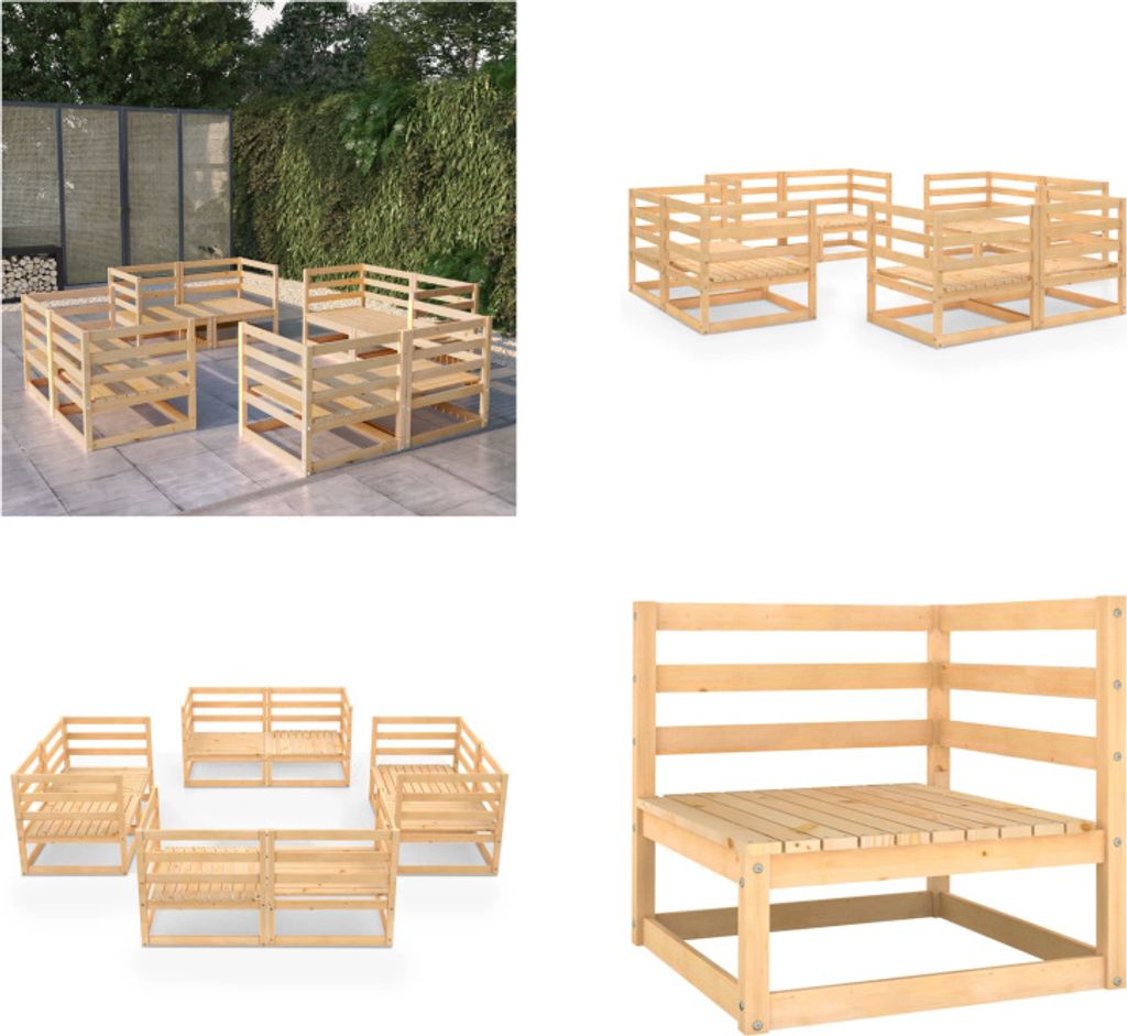 vidaXL 8 tlg. Garten Lounge Set Massivholz Kiefer - Garten-Lounge-Set - Garten-Lounge-Sets - Lounge-Set - Lounge-Sets