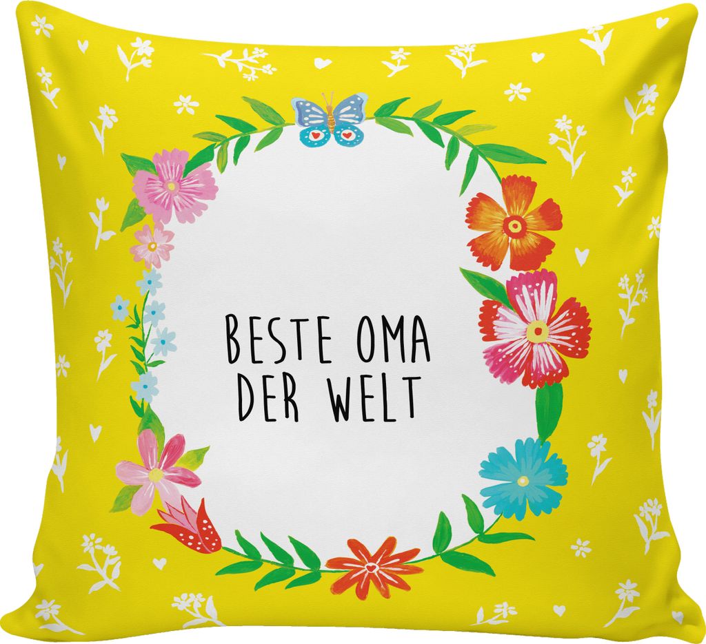 Mr. & Mrs. Panda Deko Kissen Oma - Weiß - Geschenk, Sofakissen, Omi. Großpapa, Enkelin, kuschelkissen 40x40, Polster, Enkelkind, Kuschel, Omma