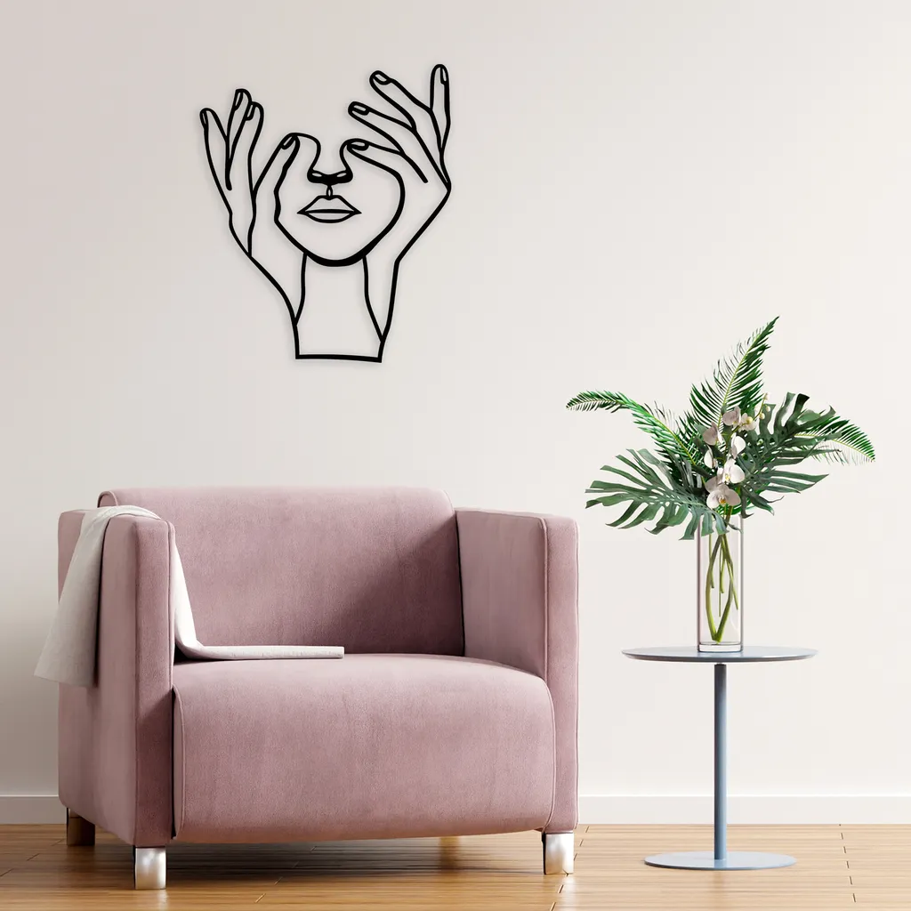 Décoration Murale Salon en Métal Noir Wallity TNL1940 Grand Format 86cm