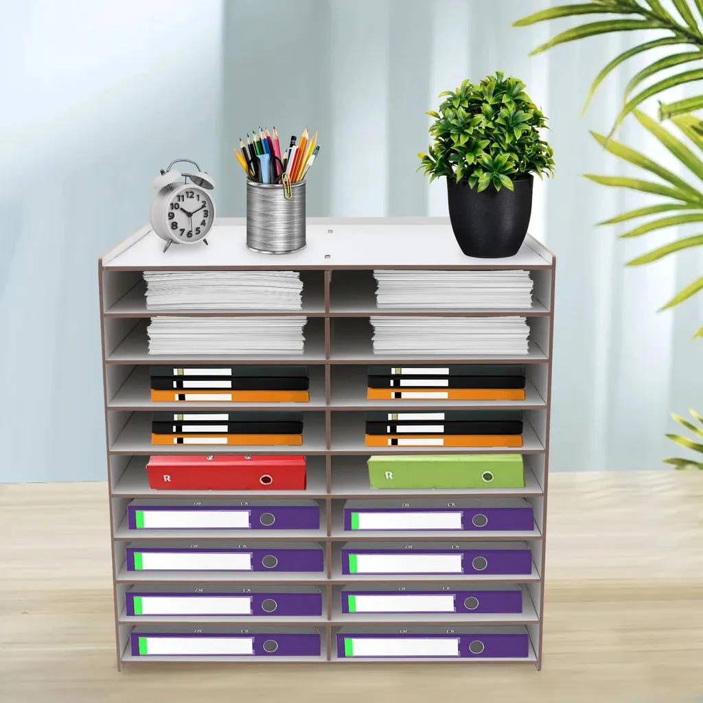 Trieur de documents format A4 à 18 cases - Grand module de tri blanc - 8