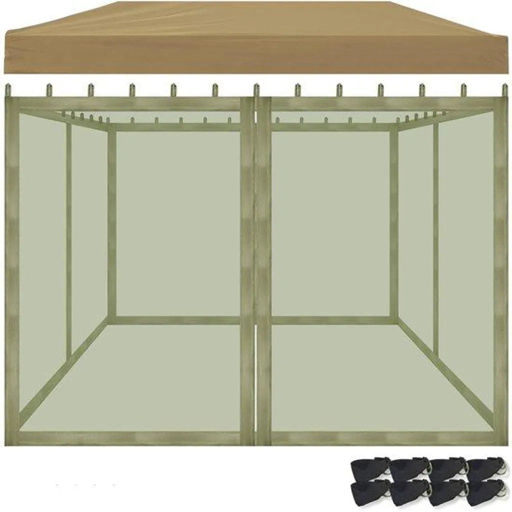 Toile brise-vue anti-vent pour tonnelle verte 300x360 cm à glissière