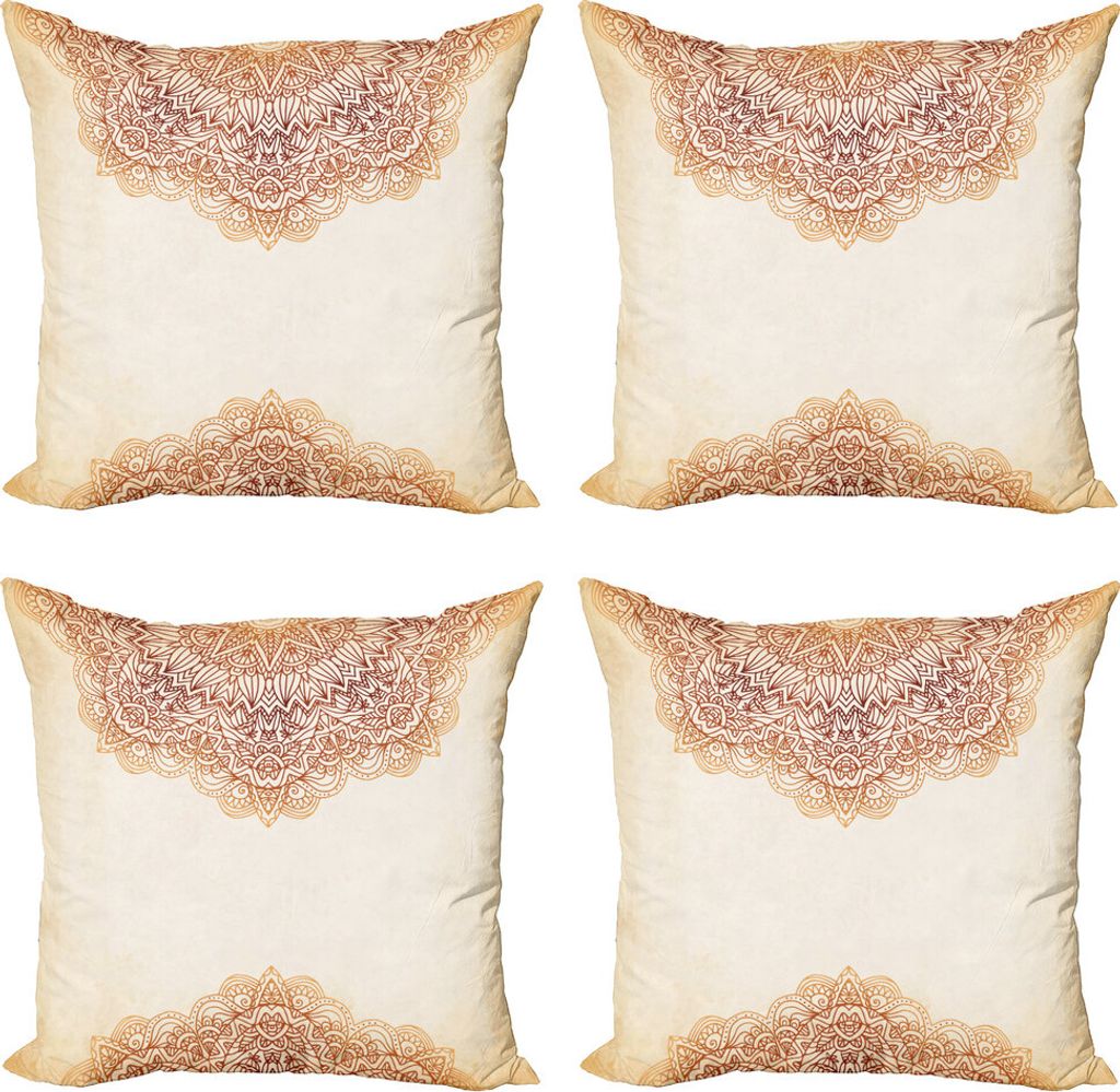 ABAKUHAUS viktorianisch Kissenbezug Set (4 Stück), Oriental Klassiker, Moderner Doppelseitiger Digitaldruck, 45 cm x 45 cm, Beige
