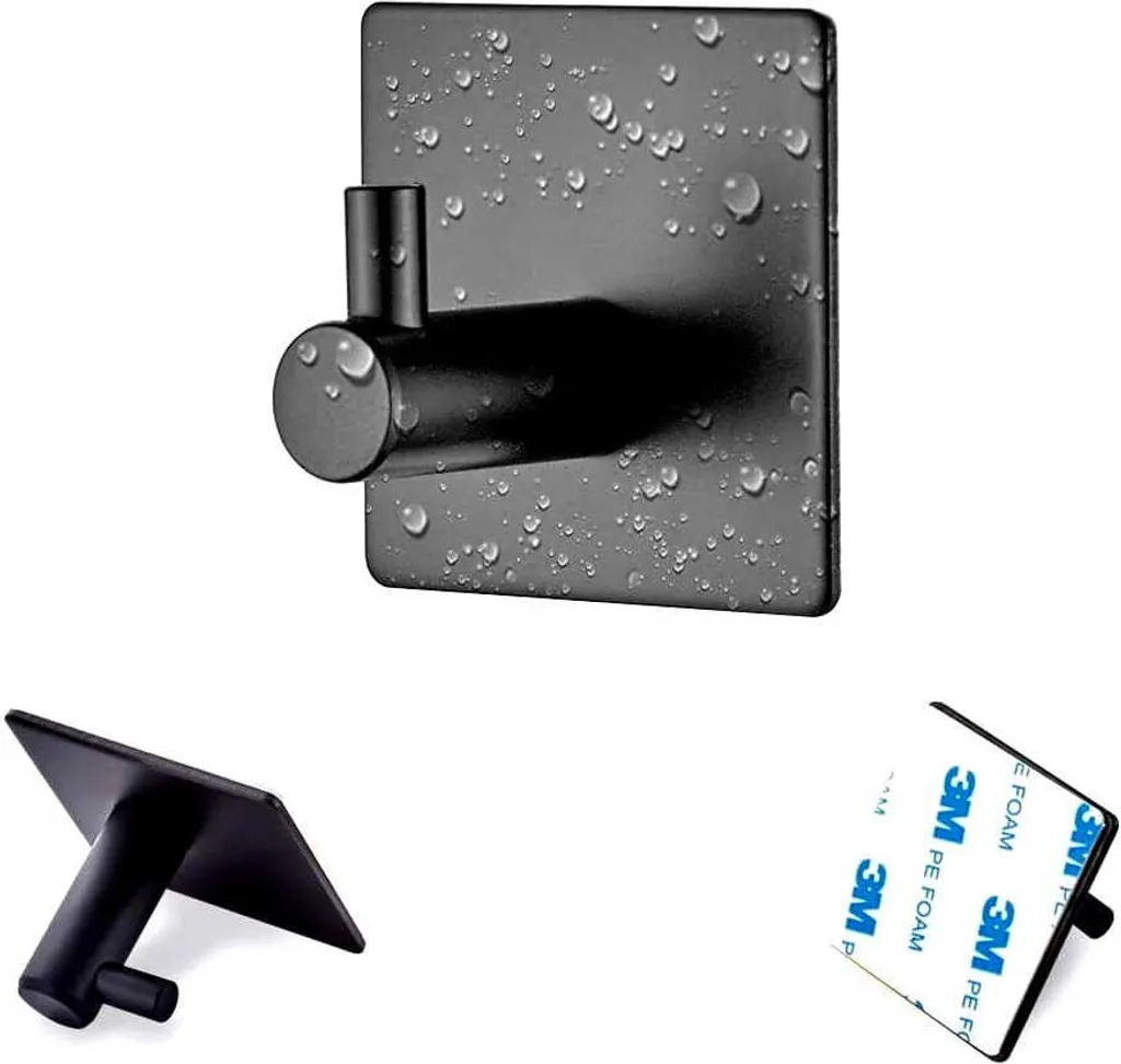 4 Ganci Adesivi Neri Opachi 4.5cm - Appendini Multifunzione Cucina e Bagno - 24
