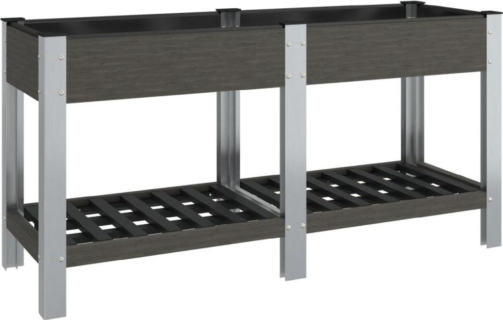 vidaXL Garten-Hochbeet mit Ablage Grau 175x50x75 cm WPC
