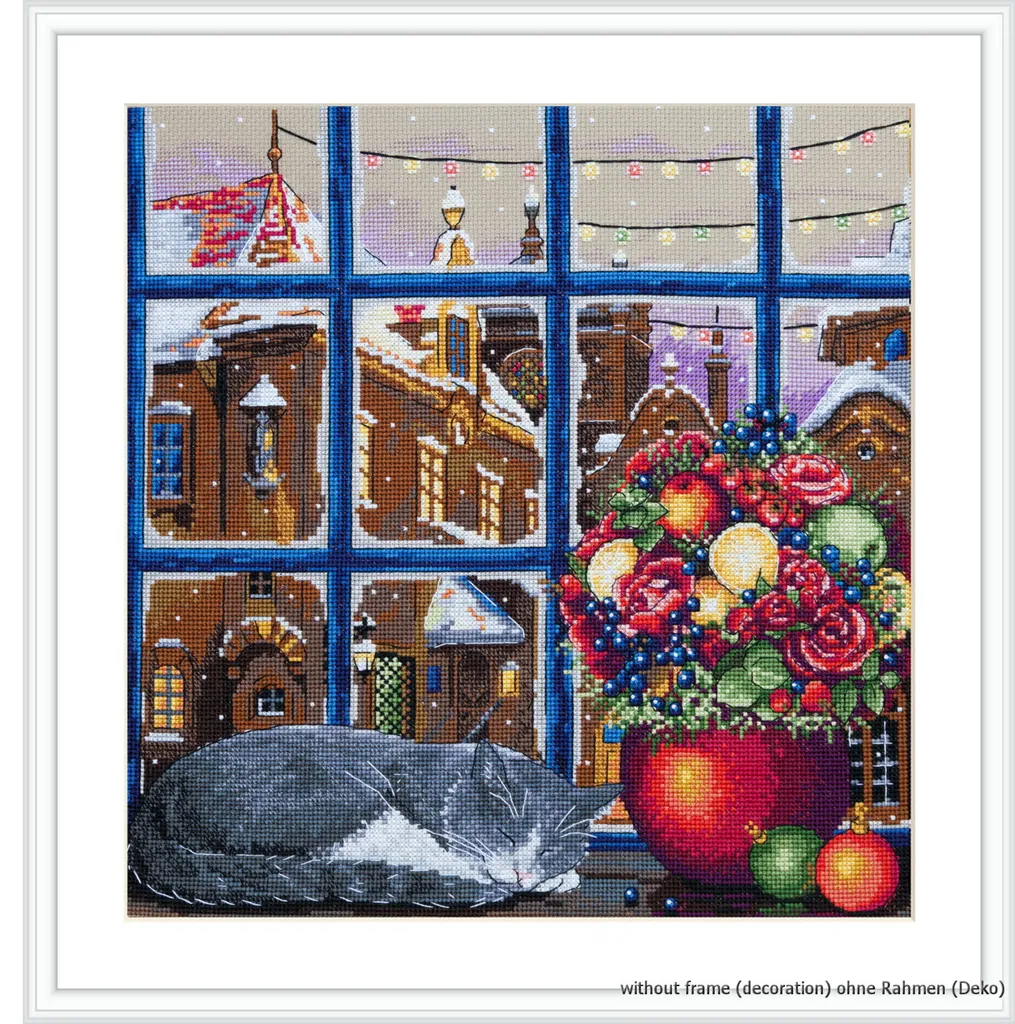 Broderie Point de Croix pour Décoration d'Hiver : Kit Complet 30x30 cm