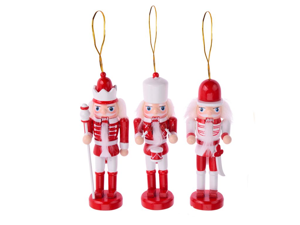 Satz von 3 Dekorationen Nussknacker rot mix 12,5 cm