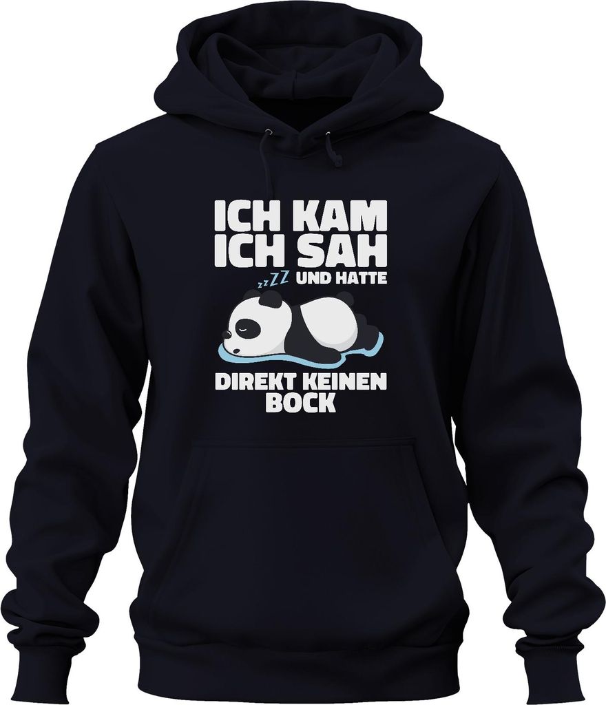 Ich kam ich sah und hatte keinen Bock Panda faul müde Schlaf Uni Hoodie Kapuzenpullover, Navy, XXL