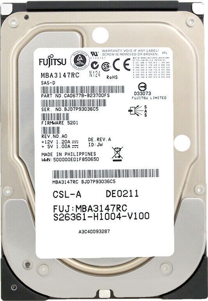 Festplatte Fujitsu MBA3147RC SAS 147GB 15000Rpm 16MB Cache 3,5"