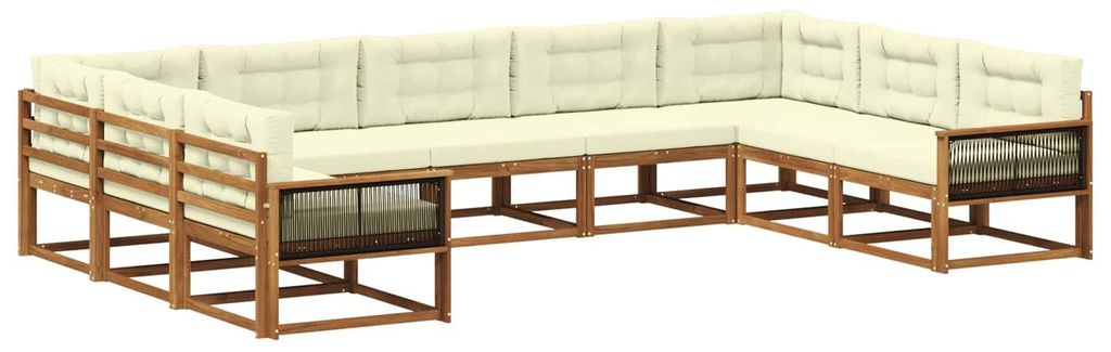 vidaXL Outdoor-Sofagarnitur mit Kissen 9 pcs Natur und Creme