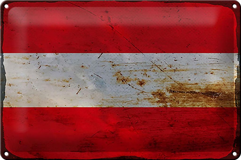 Blechschild Flagge Österreich 30x20cm Flag of Austria Rost Produktbild 