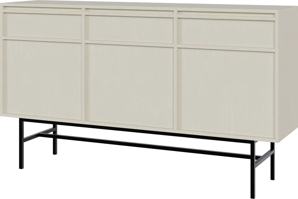 Buffet de salle à manger beige Selsey Evo 154 cm pour vaisselle et linge