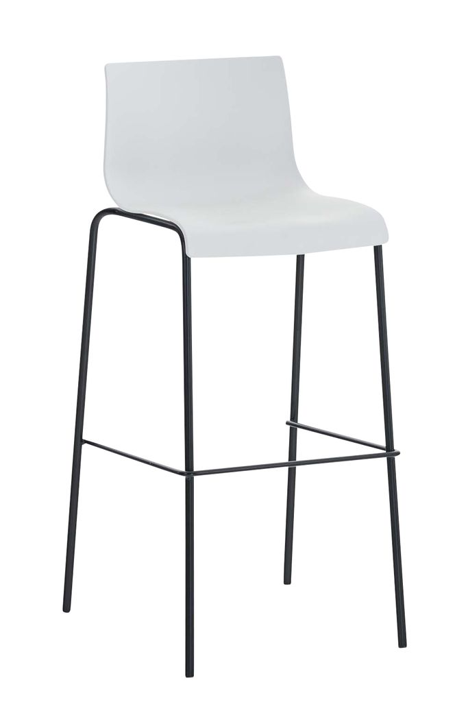 TPFLiving Barhocker Hope 4-Fuß Gestell schwarz Kunststoff Weiß
