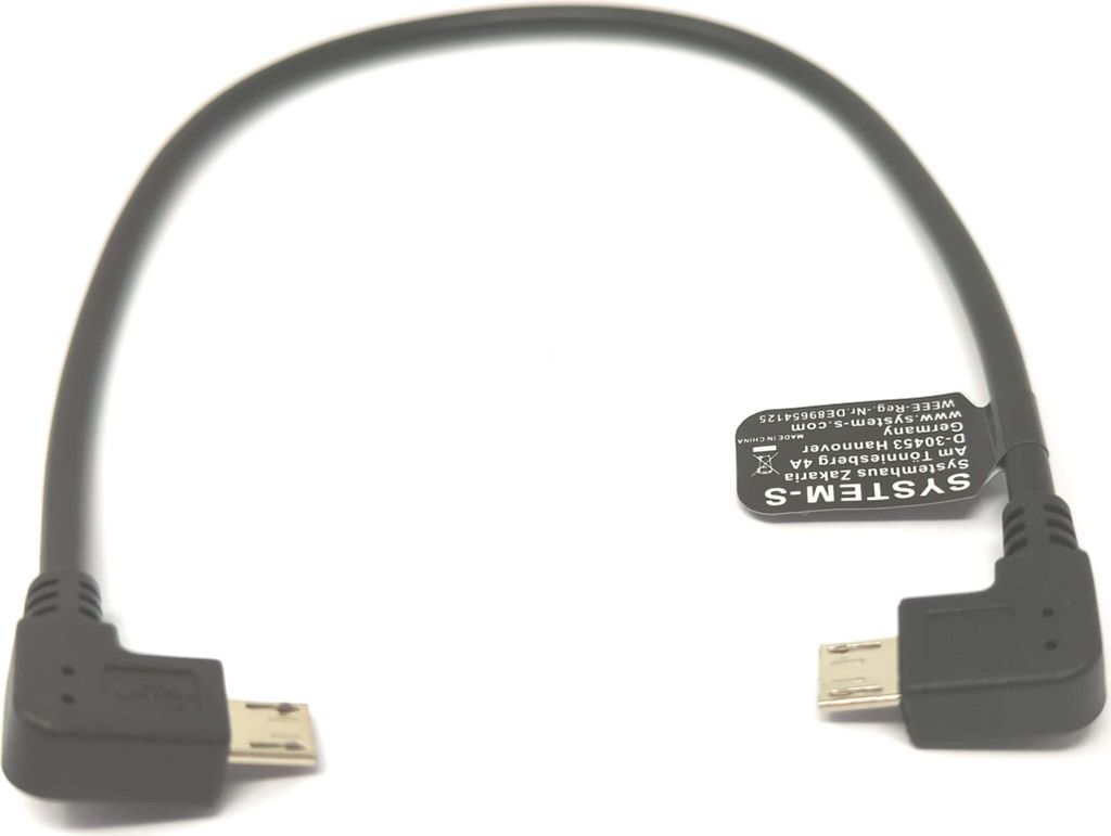 SYSTEM-S USB 2.0 Kabel 30 cm Micro B Stecker zu Stecker in Schwarz