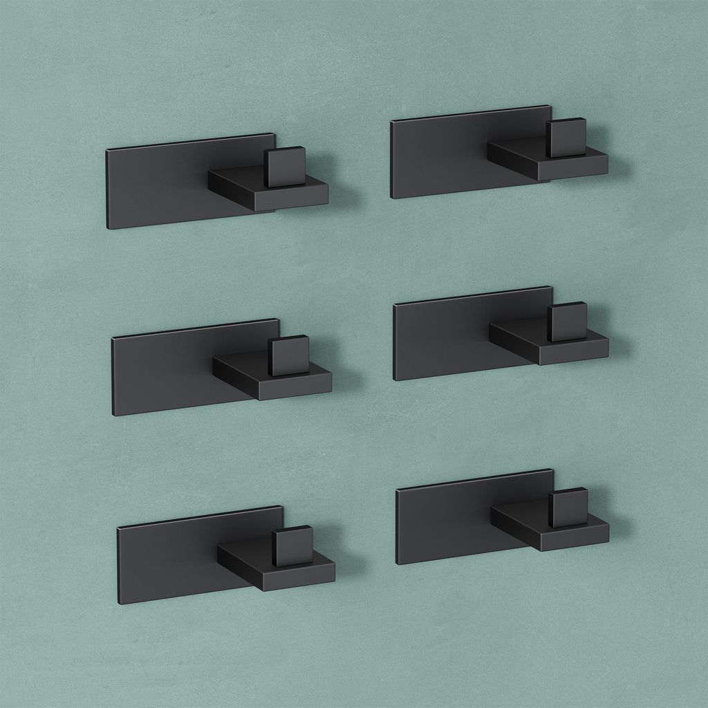Mai & Mai Kleiderhaken 6 Stück Wandgarderobe Wandhaken aus Edelstahl Garderobenleiste Garderobenhaken 8cm Matt schwarz Stalo-06
