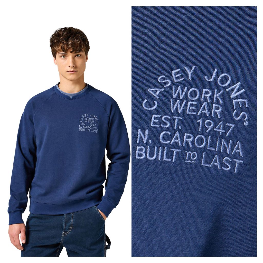 WRANGLER Herren, Sweatshirt CASEY JONES SWEATSHIRT, M, Blau, ralph, lauren, pullover