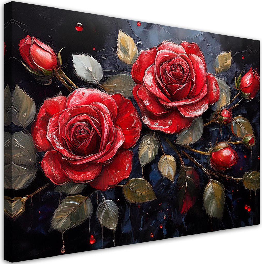Leinwandbild Rose Blume Rot 60x40 Feeby Rot bild für die wand bereit zum aufhängen