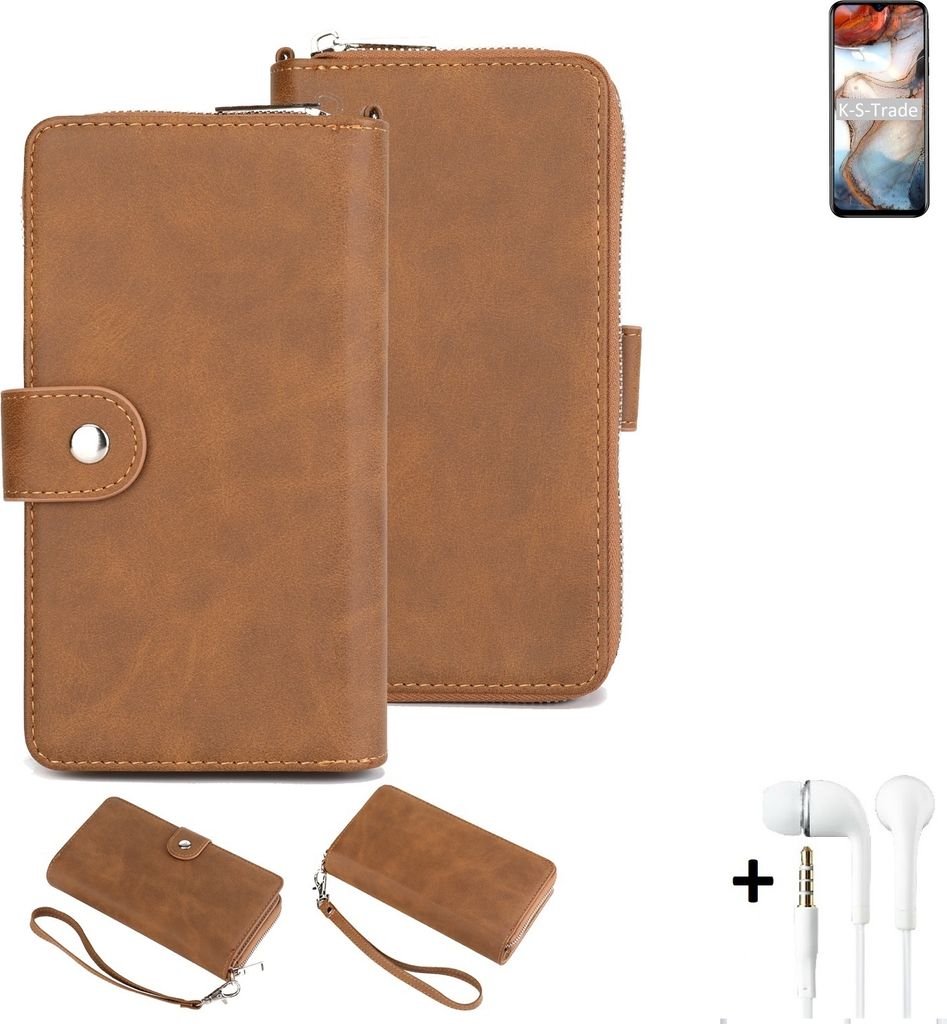 K-S-Trade 2in1 Handyhülle kompatibel mit Blackview A60 Plus + Kopfhörer Schutzhülle & Portemonnee Schutzhülle Tasche Handytasche Case Etui