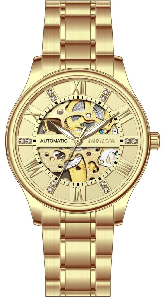 Invicta Objet D Art 69115 Herren uhr - Wasserdicht - Analog - Automatikuhr - Edelstahl mit goldenen zifferblat - 40mm