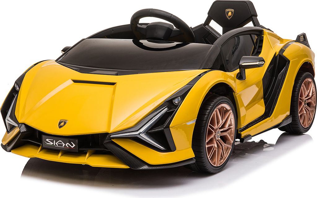 Kinder Elektroauto | Elektrofahrzeug | Lamborghini Sian | mit USB/MP3 Player | mit Fernbedienung | Gelb/Schwarz