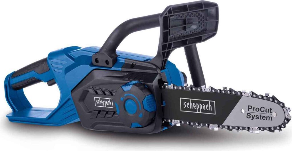 Scheppach Akku-Kettensäge C-CS254-X | 10‘‘ / 25,4 cm ProCut-Schwert&Kette | 20cm Schnittlänge | Überlastungsschutz | Anti-Kickback | 6 m/s |...